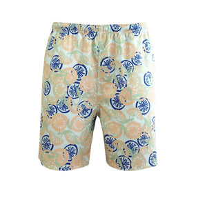 N90-AR23581/N90-TR23581 (Light Green Lemon), Men (92% polyester + 8% spandex Aloha Shirt/Shorts/Set