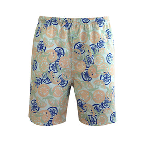 N90-AR23581/N90-TR23581 (Light Green Lemon), Men (92% polyester + 8% spandex Aloha Shirt/Shorts/Set