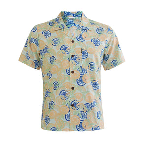 N90-AR23581/N90-TR23581 (Light Green Lemon), Men (92% polyester + 8% spandex Aloha Shirt/Shorts/Set