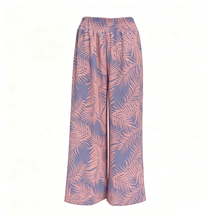 Load image into Gallery viewer, N91-P2524 (Sky Fern), Ladies Crepe 100% Polyester Palazzo Pants with Smock Waist
