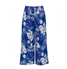 Load image into Gallery viewer, N91-P2529 (Royal Floral), Ladies Crepe 100% Polyester Palazzo Pants with Smock Waist
