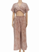 Load image into Gallery viewer, N91-TVNT2579(Mocha Leaf), Ladies Crepe 100% Polyester Twist-V-Neck matching Top
