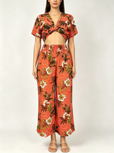 Load image into Gallery viewer, R91-TVNT8459 (Brick floral), Ladies Rayon Twist-V-Neck matching Top
