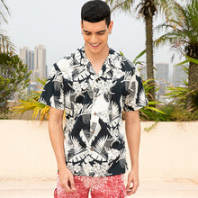 Load image into Gallery viewer, C90-A507 (Black with cream floral), Men 100% Cotton Aloha Shirt
