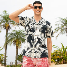 Load image into Gallery viewer, C90-A507 (Black with cream floral), Men 100% Cotton Aloha Shirt
