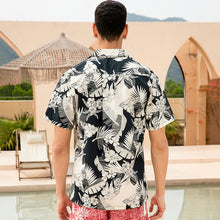 Load image into Gallery viewer, C90-A507 (Black with cream floral), Men 100% Cotton Aloha Shirt
