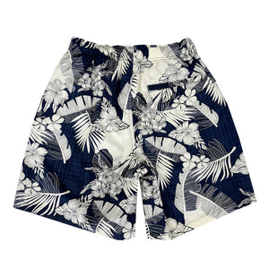 N90-T517 (Navy with cream floral), Men Cotton Swimtrunk