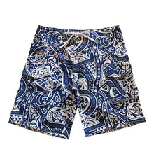 Load image into Gallery viewer, N90-B2219 (Navy turtle tribal), Men Microfiber Boardshort (4 - way stretch) - three pockets - Size 34‘ outseam is 22 inch.
