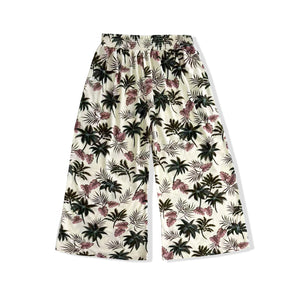 R91-P885 (Off white floral), Ladies Rayon Palazzo Pants with Smock Waist