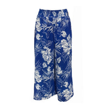 Load image into Gallery viewer, N91-P2529 (Royal Floral), Ladies Crepe 100% Polyester Palazzo Pants with Smock Waist
