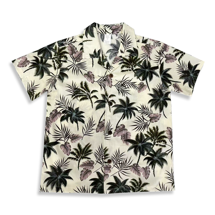 C50-A885 (Off white floral), Boys Cotton Aloha shirt