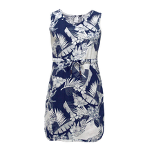 Load image into Gallery viewer, R91-D517 (Navy with cream floral), Ladies Aloha Dress 100% Rayon
