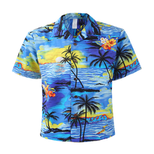 Load image into Gallery viewer, C90-A064 (Blue scenery), Men 100% Cotton Aloha Shirt
