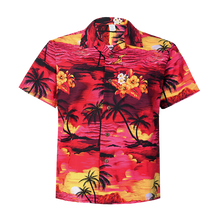 Load image into Gallery viewer, C90-A066 (Red scenery), Men 100% Cotton Aloha Shirt

