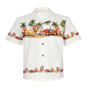 C90-A2994 (Off white vintage car), Men100% Cotton Aloha Shirt