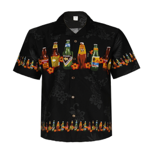 C90-A510BP (Black brew), Men 100% Cotton Aloha Shirt