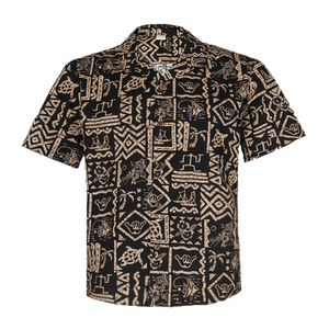 C90-A510B (Black Hawaiian), Men 100% Cotton Aloha Shirt