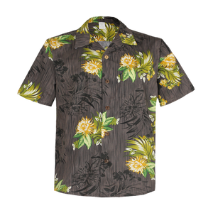 C90-A865 (Lemon leaf), Men 100% Cotton Aloha Shirt