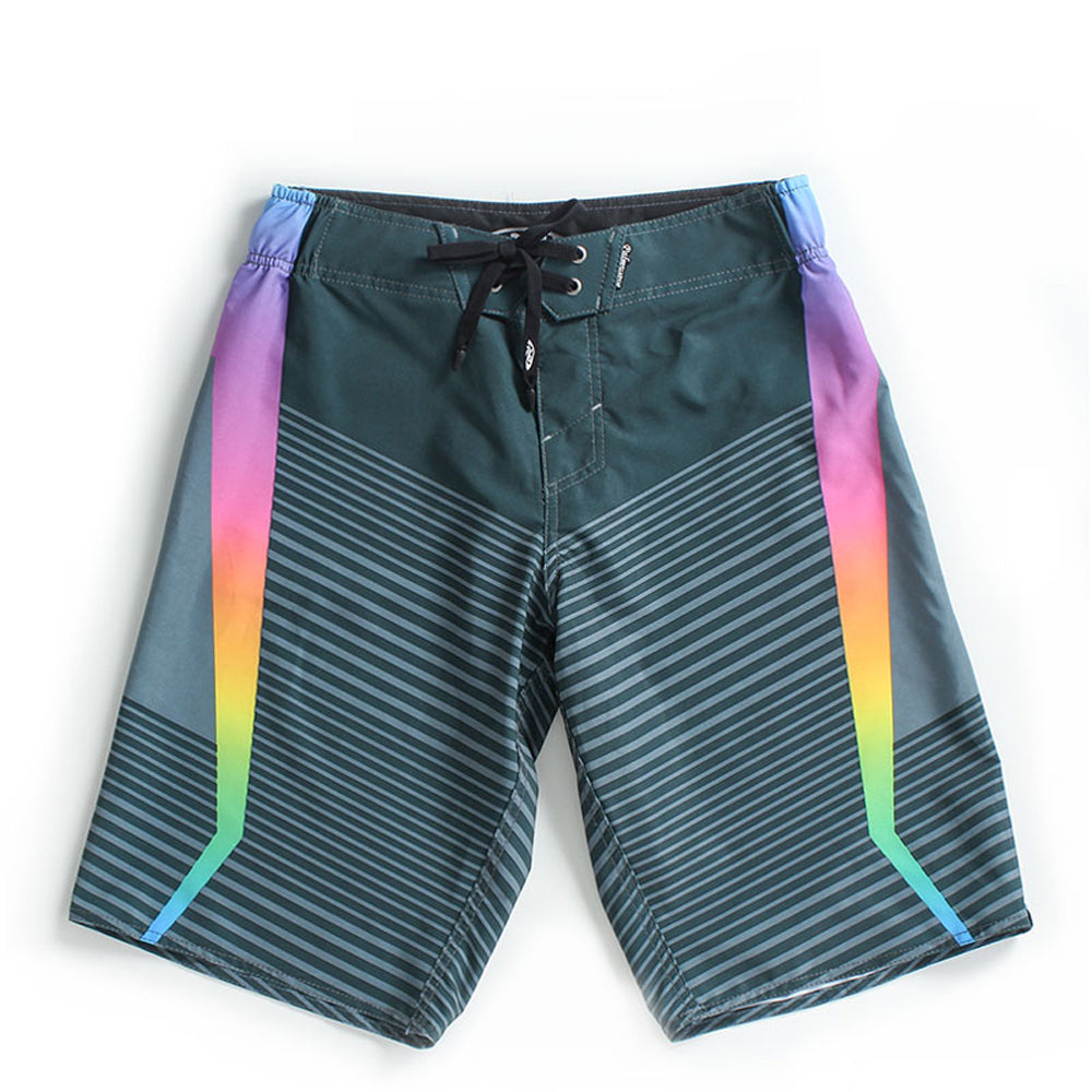N90-B6662 (Marching rainbow-steel), Men Microfiber Boardshort (4-way stretch)- two pockets