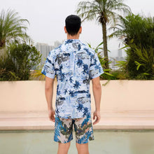 Load image into Gallery viewer, C90-A2321 (Blue motorcycle), Men 100% Cotton Aloha Shirt
