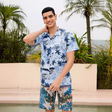Load image into Gallery viewer, C90-A2321 (Blue motorcycle), Men 100% Cotton Aloha Shirt
