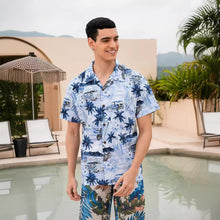 Load image into Gallery viewer, C90-A2321 (Blue motorcycle), Men 100% Cotton Aloha Shirt
