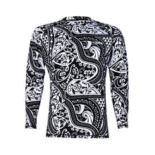 Load image into Gallery viewer, N90-RG2209 (white with black turtle tribal), Men UPF 50+ Sun Protection Outdoor surfing, seaside, sailing Lightweight Long Sleeve Rash Guard Outdoor Shirt
