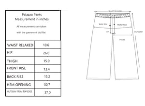 N91-P23588 (Green With Orange Leaf), Ladies 4-way stretch Palazzo Pants with Smock Waist