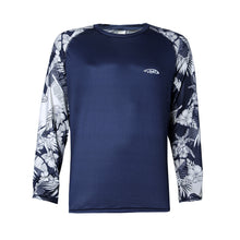 Load image into Gallery viewer, N90-UV517S (Navy with cream floral+Navy), Men UPF 50+ Sun Protection Outdoor Lightweight Long Sleeve Outdoor Hiking Fishing Running UV Shirt

