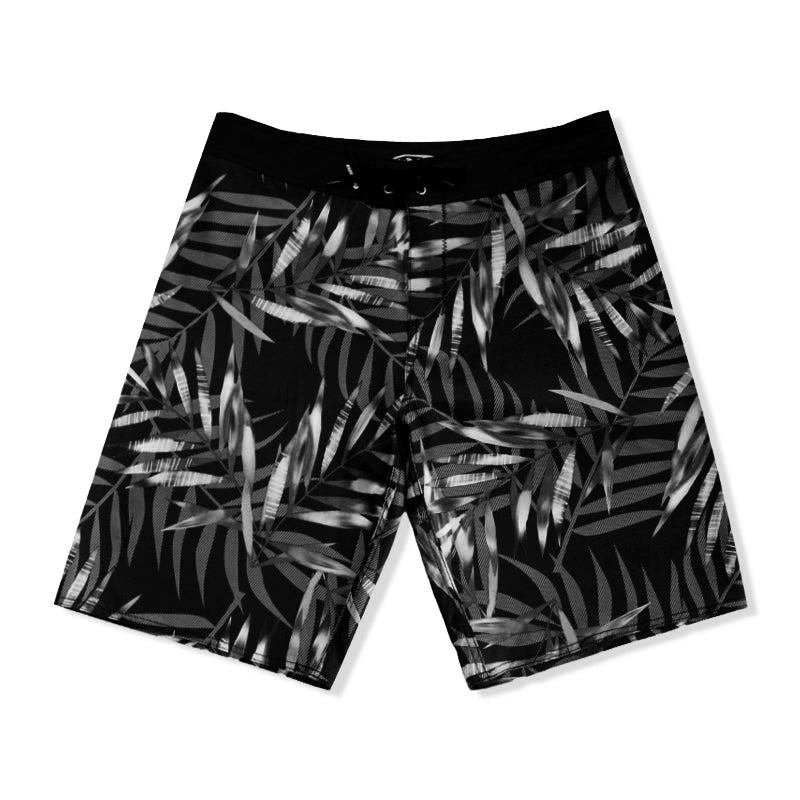 N90-B8066 (Monstera full-onyx), Men Microfiber Boardshort- (4-way stretch) - one pocket - outseam is 22 inch in size 34