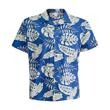 Load image into Gallery viewer, C90-A2427 (Blue Leaf), Men 100% Cotton Aloha Shirt
