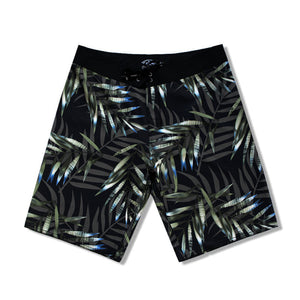 N90-B8062 (Monstera full-black), Men Microfiber Boardshort- (4-way stretch) - one pocket - Size 34‘ outseam is 22 inch.
