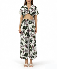 Load image into Gallery viewer, R91-TVNT885 (Off white floral), Ladies Crepe 100% Polyester Twist-V-Neck matching Top
