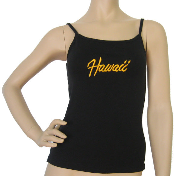 K9-SP511BEH (Black Embroidery Hawaii), 100% Knit Cotton Single strap Tank Top