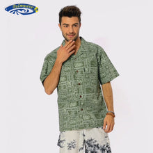 Load and play video in Gallery viewer, C90-A555 (Green Hawaiian), Men 100% Cotton Aloha Shirt
