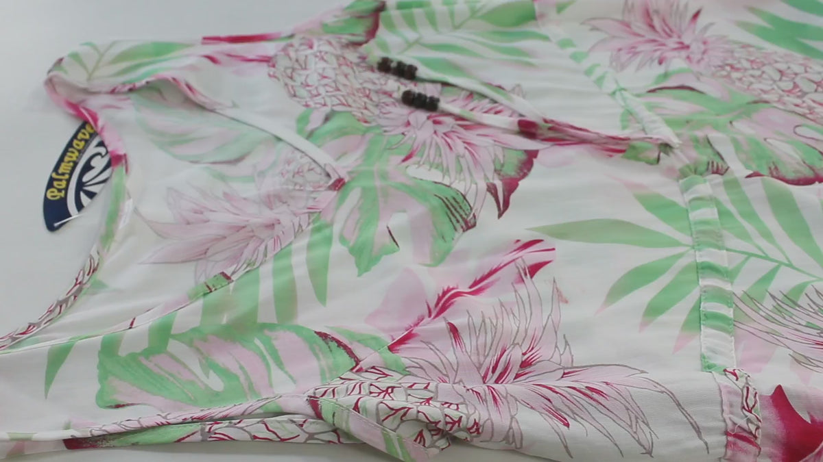 R91-D9945 (Pastel pink leaf), Ladies Aloha Dress 100% Rayon – Yuntech