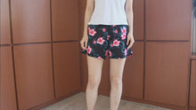 Load and play video in Gallery viewer, N91-CW9142 (Navy with pink flamingo),  Ladies 4-way stretch comfort waist shorts
