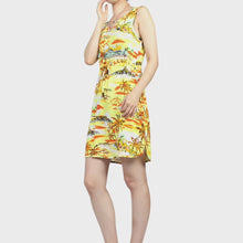 Load and play video in Gallery viewer, R91-D8845 (Yellow scenery), Ladies Aloha Dress 100% Rayon

