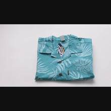 Load and play video in Gallery viewer, C90-A552 (Aqua leaf), Men 100% Cotton Aloha Shirt
