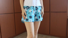Load and play video in Gallery viewer, N91-CW9219 (Baby blue floral),  Ladies 4-way stretch comfort waist shorts
