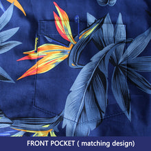 Load image into Gallery viewer, C90-A5124 (Navy bird of Paradise), Men 100% Cotton Aloha Shirt
