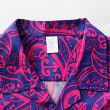 Load image into Gallery viewer, C90-A2213 (Navy with purple turtle tribal), Men 100% Cotton Aloha Shirt
