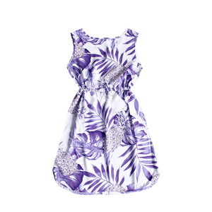 R91-D9936 (Pastel purple leaf), Ladies Aloha Dress 100% Rayon