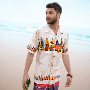 C90-A592P (Tan Brew), Men 100% Cotton Aloha Shirt