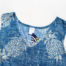 Load image into Gallery viewer, R91-D527 (Vintage blue pineapple), Ladies Aloha Dress 100% Rayon

