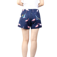 Load image into Gallery viewer, N91-CW9142 (Navy with pink flamingo),  Ladies 4-way stretch comfort waist shorts
