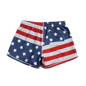 N91-CW9146 (Time honored flag),  Ladies 4-way stretch comfort waist shorts
