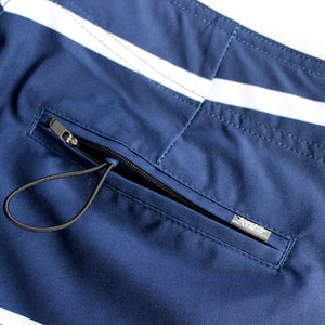 N90-B9159 (Stripe divide-navy/teal), Men Microfiber Boardshort (4 - way stretch) - three pockets
