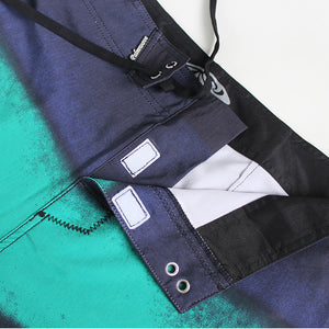 N90-B8015 (Parallel grunge-green), Men Microfiber Boardshort- (4-way stretch) - one pocket