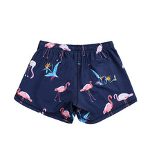 Load image into Gallery viewer, N91-CW9142 (Navy with pink flamingo),  Ladies 4-way stretch comfort waist shorts
